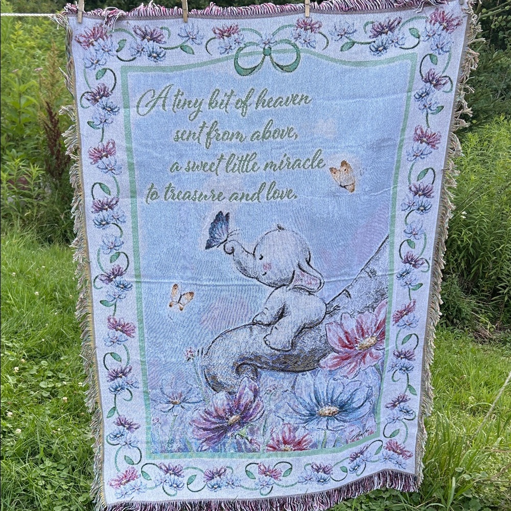 Collections Etc Tapestry Baby Elephant for Nursery Wall Hanging Blanket Y2K